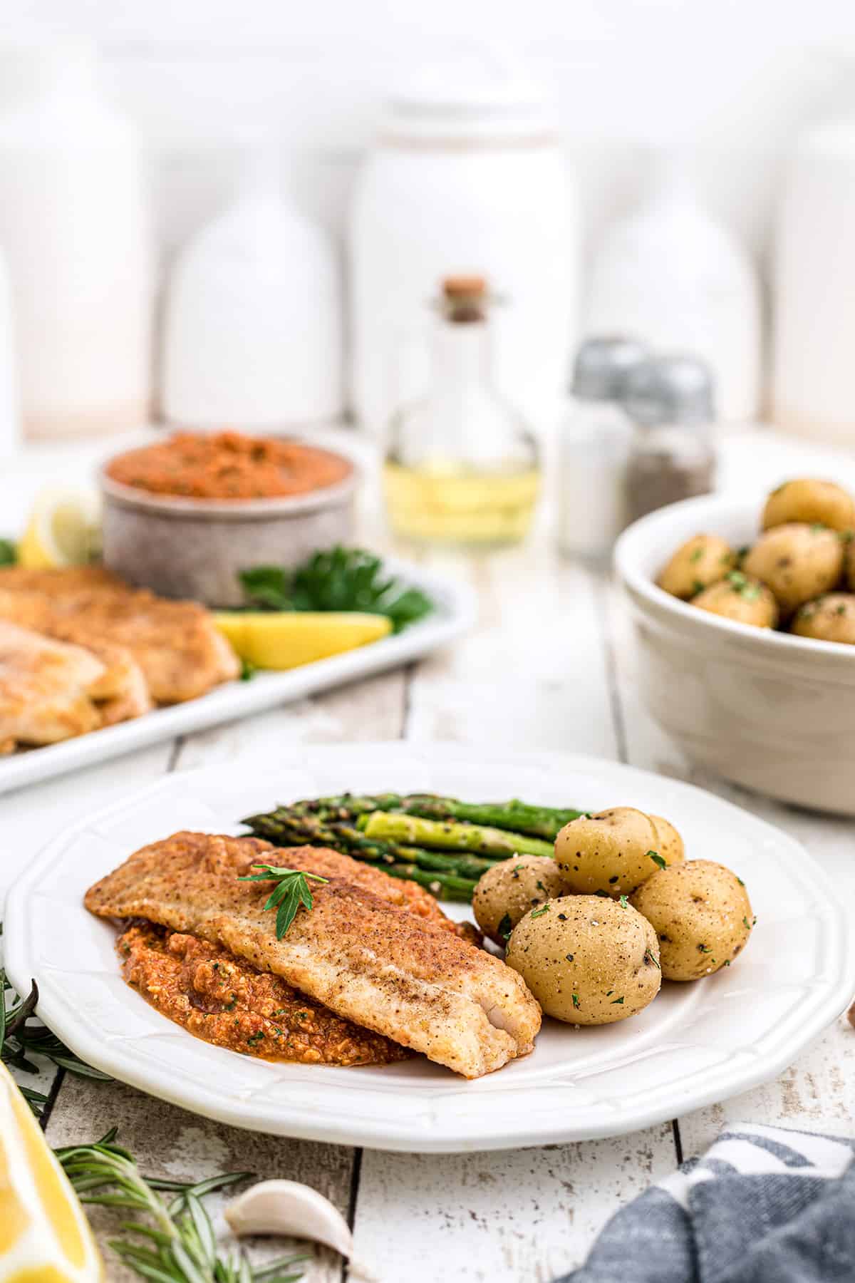 Pan Fried Fish with Roasted Red Pepper Sauce is comfort food at its finest. You'll be amazed that a dish this fantastic takes only 30 minutes! https://www.lanascooking.com/pan-fried-fish-with-red-pepper-sauce/