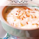 A vintage bowl filled with tapioca pudding.