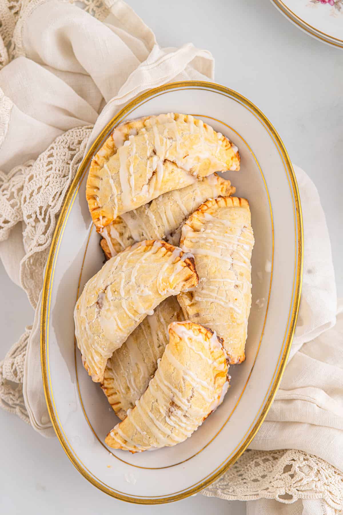 Hand pies on a serving dish.
