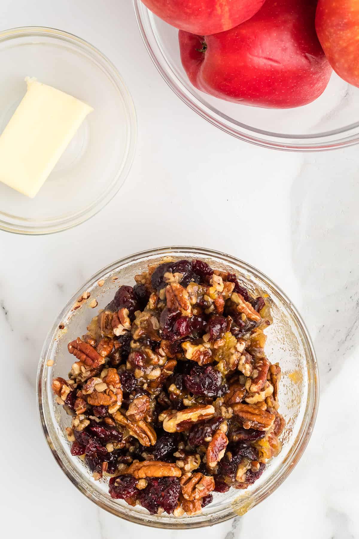 All filling ingredients mixed in a bowl.