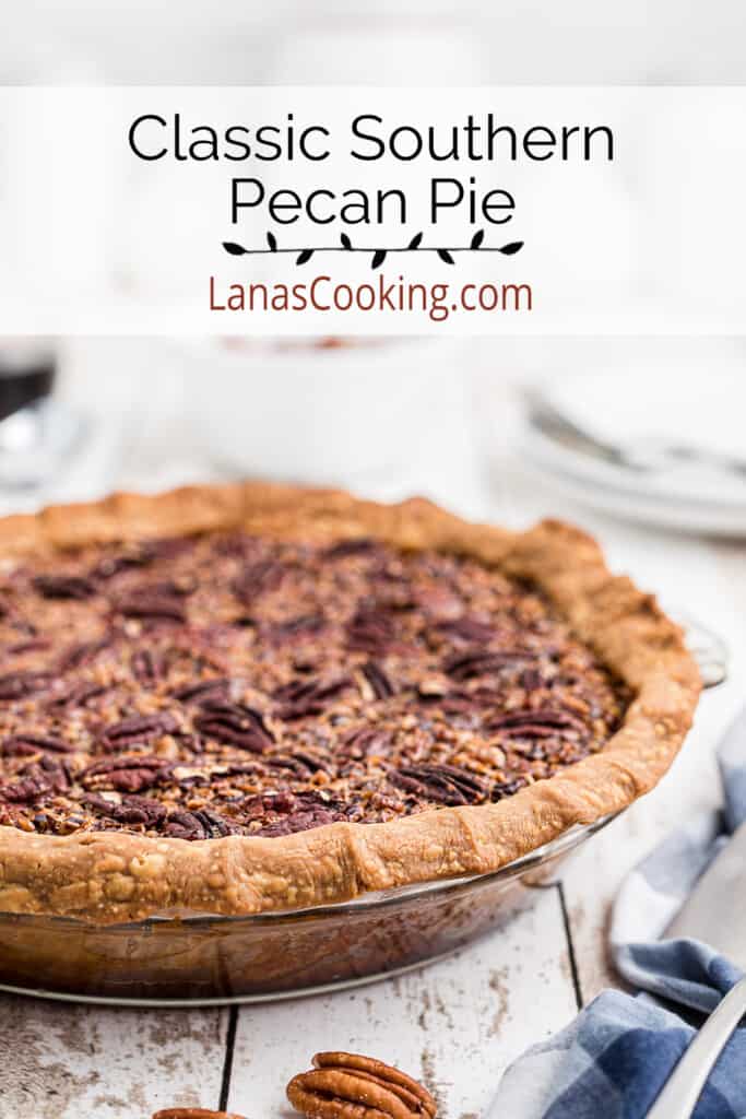 Whole, baked pecan pie.