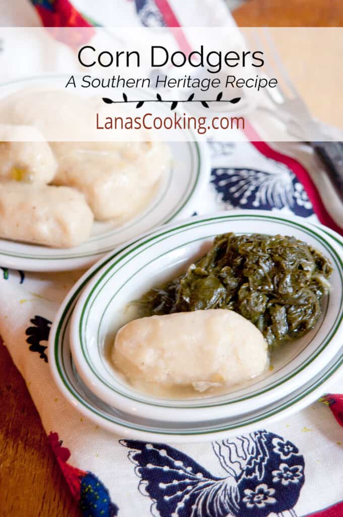 A serving of corn dodgers and turnip greens.