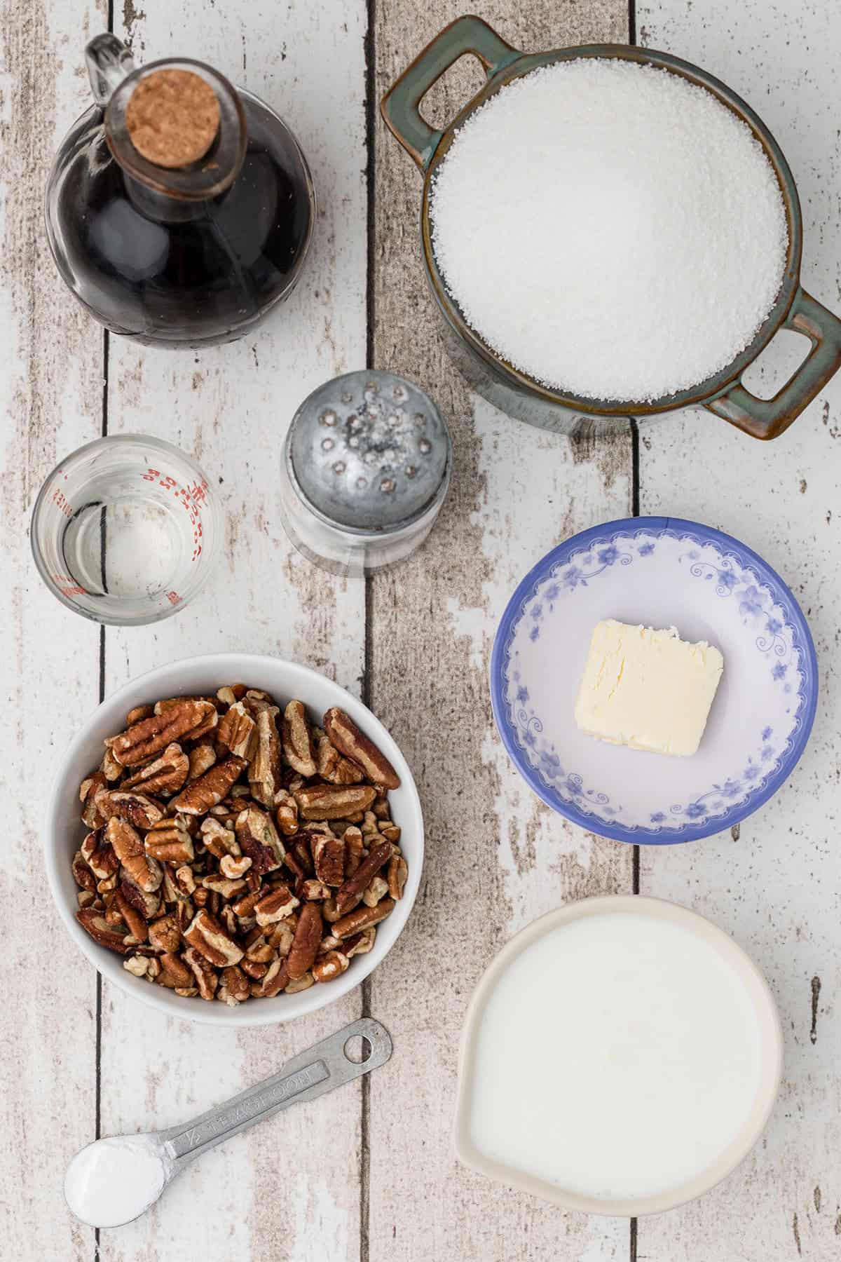 Ingredients needed for making pralines.