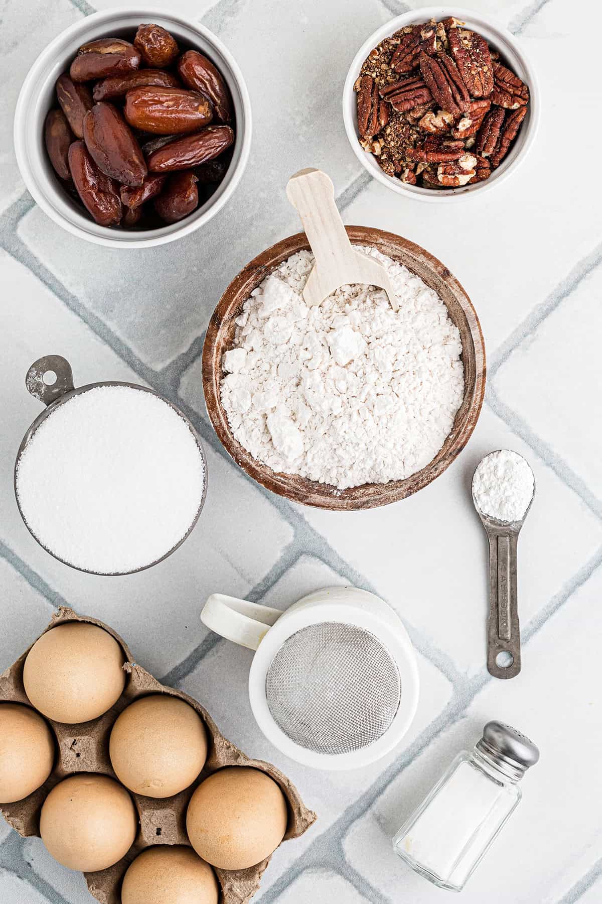 All ingredients needed to make Chinese chews.