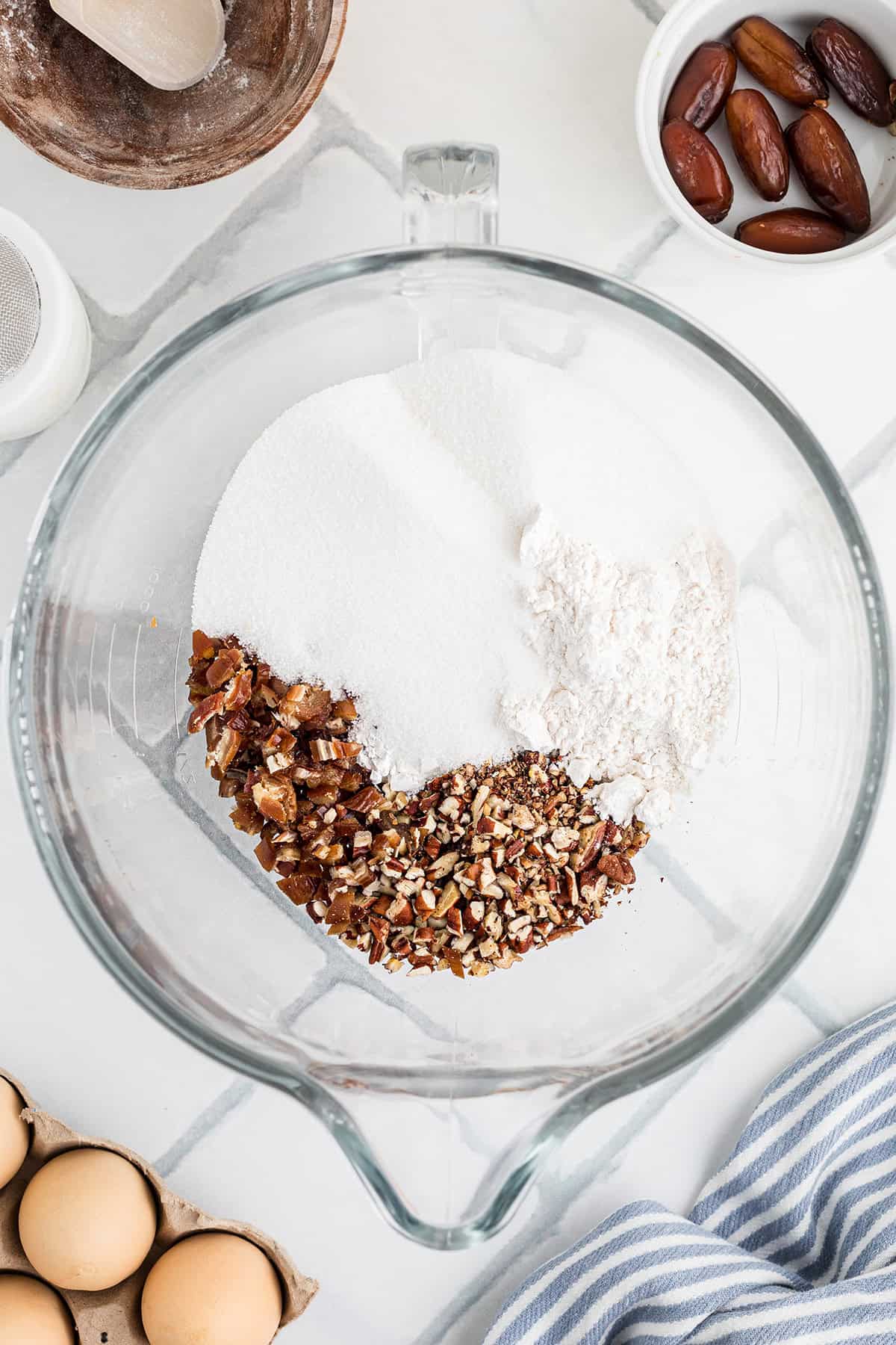 Dry ingredients in a mixing bowl.