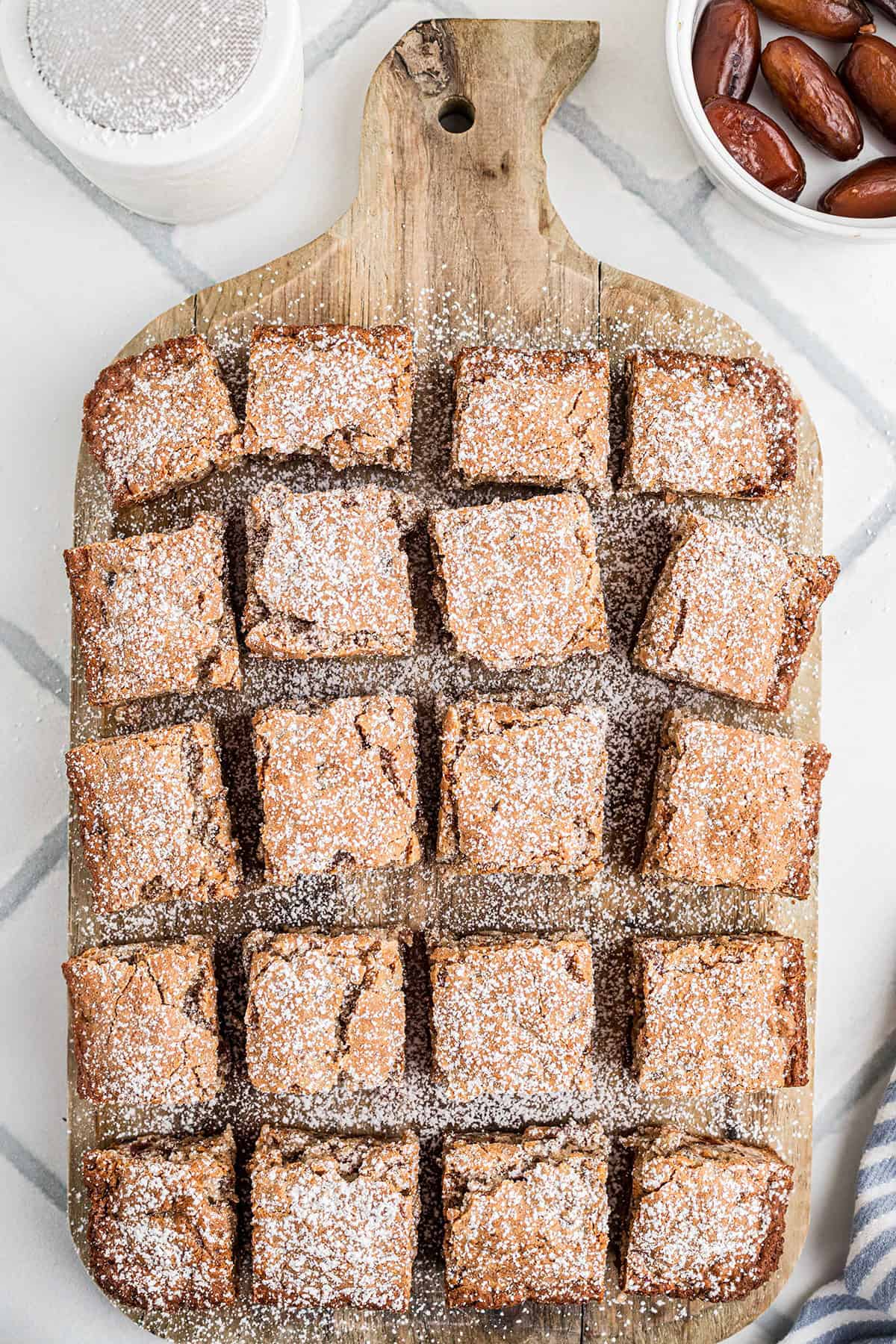 Chews dusted with powdered sugar.
