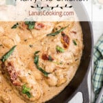 Finished recipe in black iron skillet.