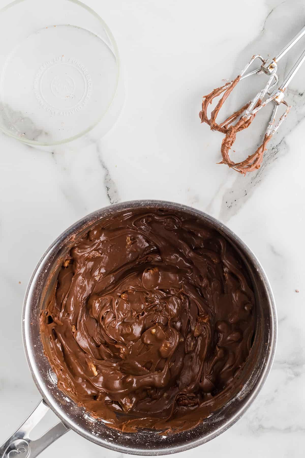 Pecans added to icing.