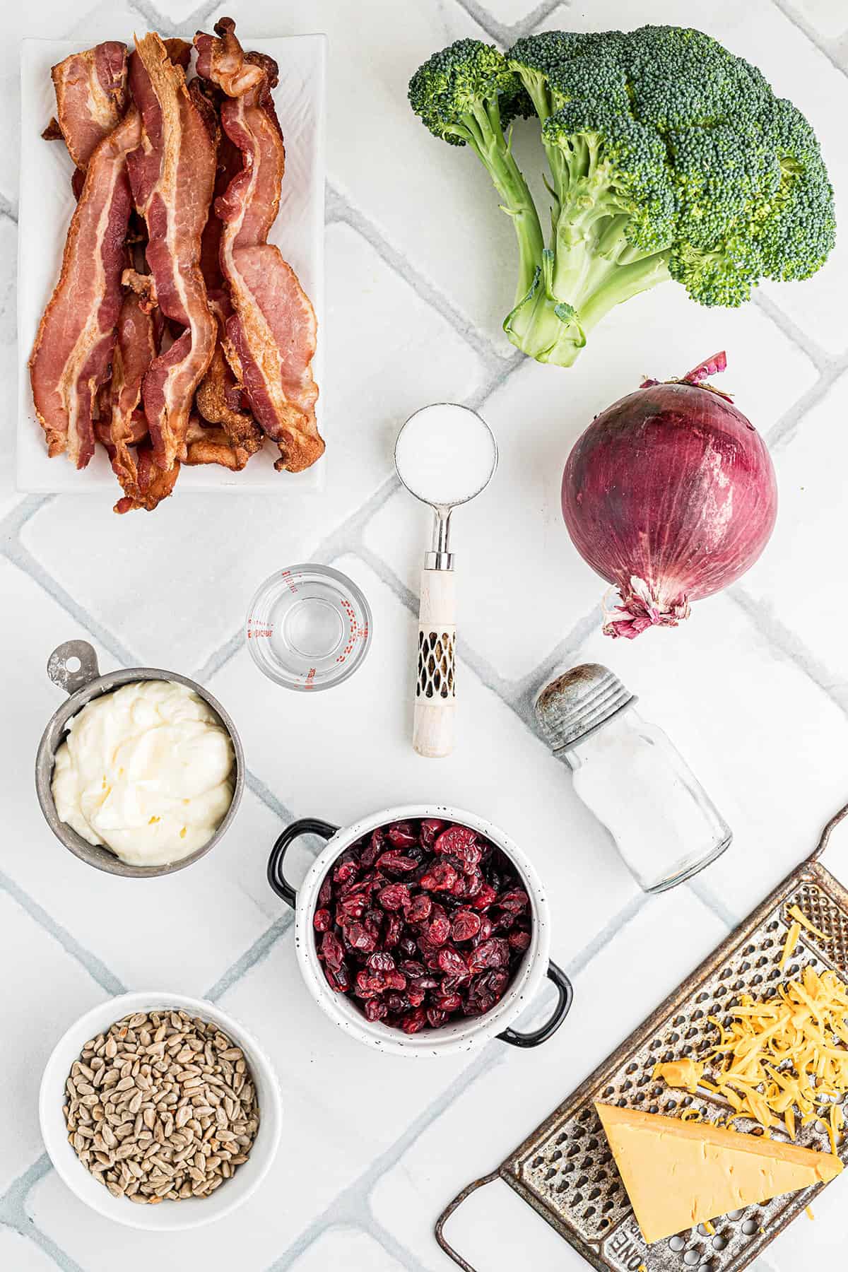 Everything you'll need to make vintage broccoli salad.
