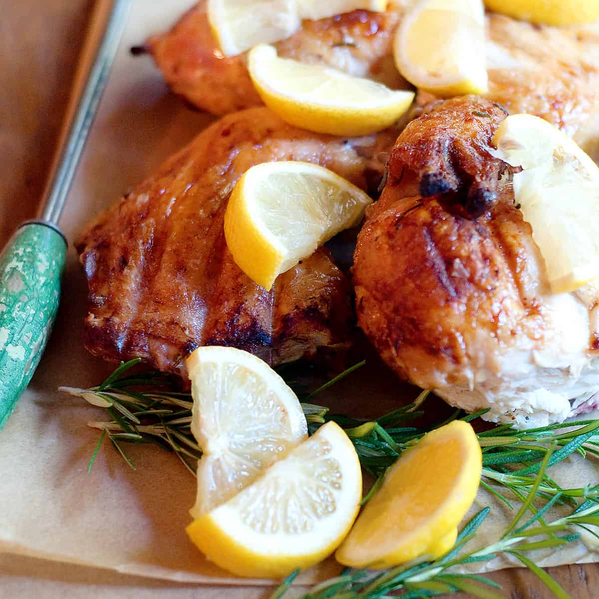 Rosemary Lemon Spatchcocked Grilled Chicken