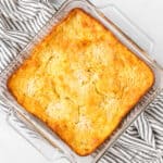 Finished casserole in a baking dish.