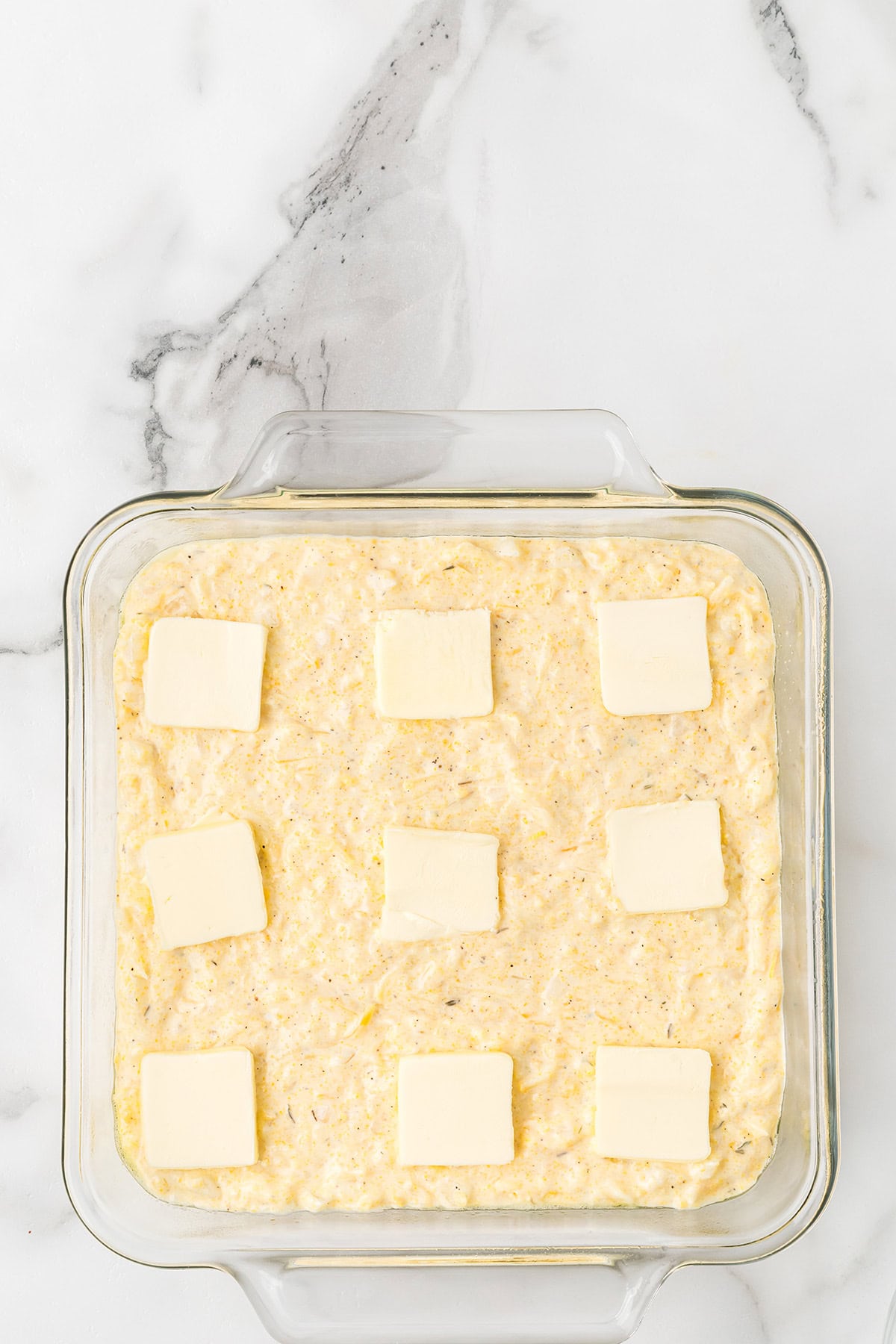 Butter added to the casserole mixture.