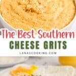 A white bowl filled with cheese grits.
