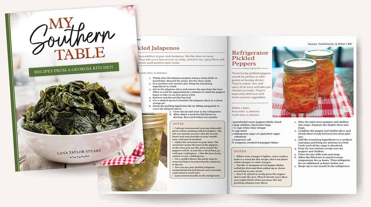 Mockup of pages 318-319 in My Southern Table.