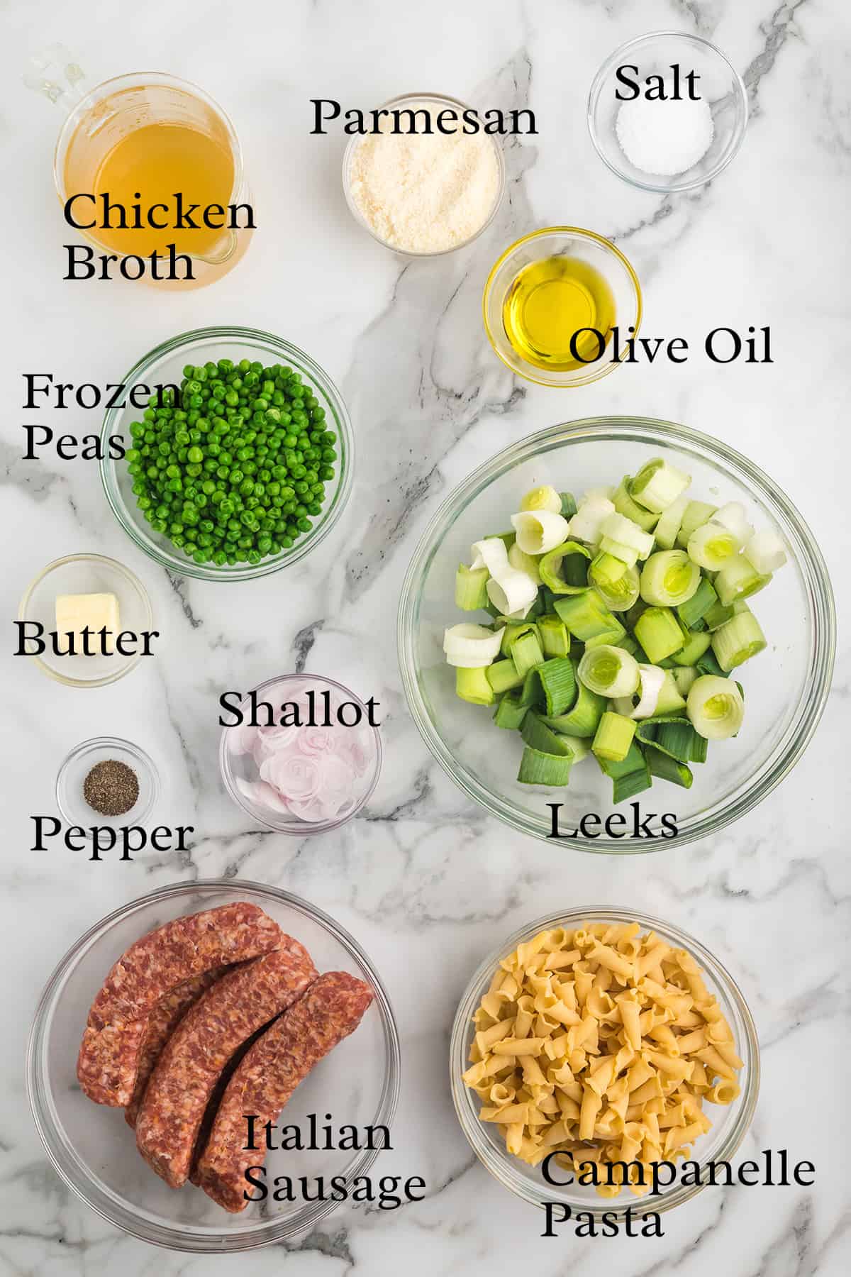 A labeled photo of all the ingredients needed for the recipe.