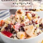 Finished salad in a white serving bowl.