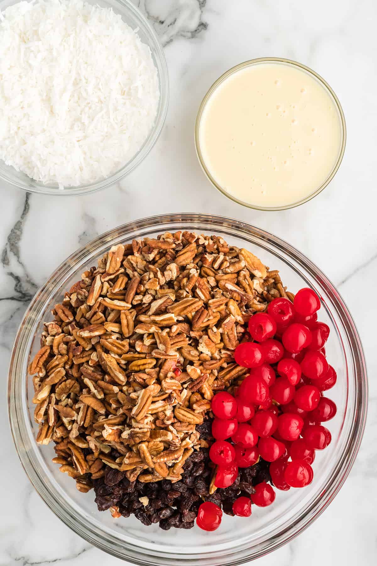 All ingredients added to a mixing bowl.