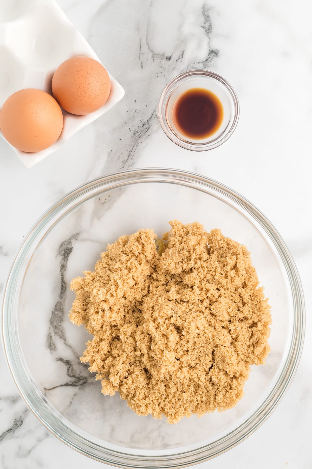Brown sugar in a mixing bowl.