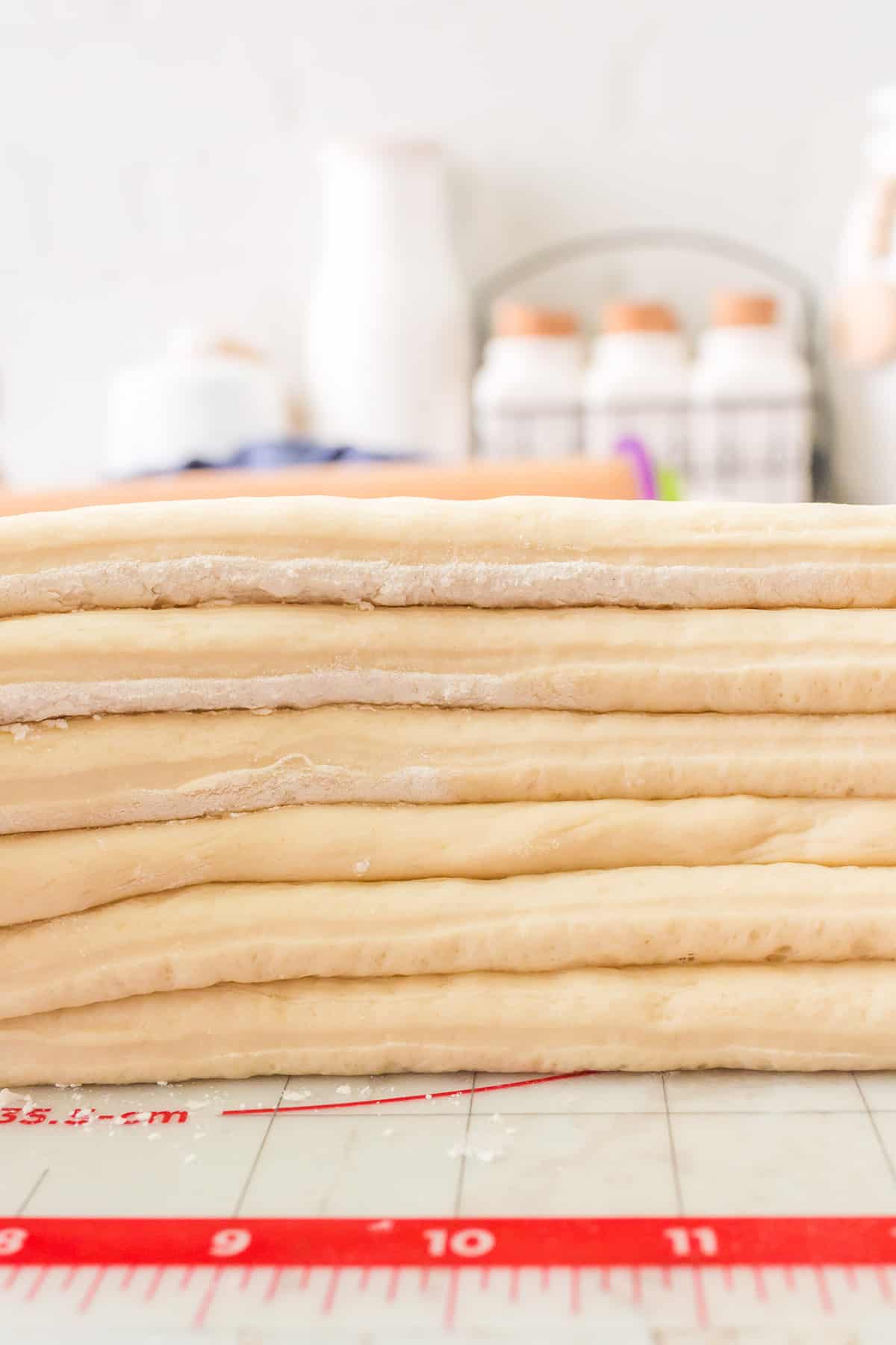 A stack of dough strips.