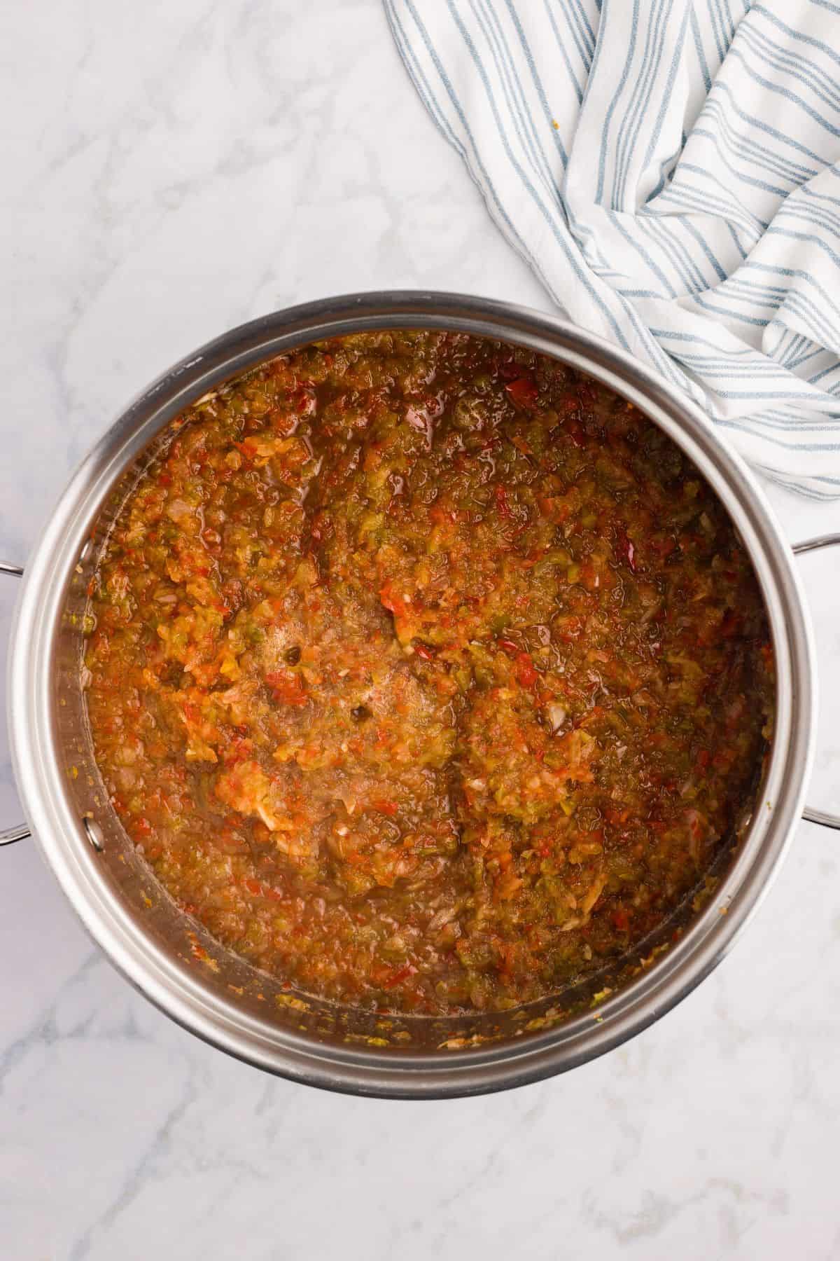 Vegetables after simmering for 30 minutes.