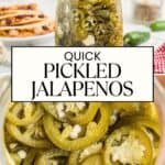 A pint jar filled with pickled jalapenos.
