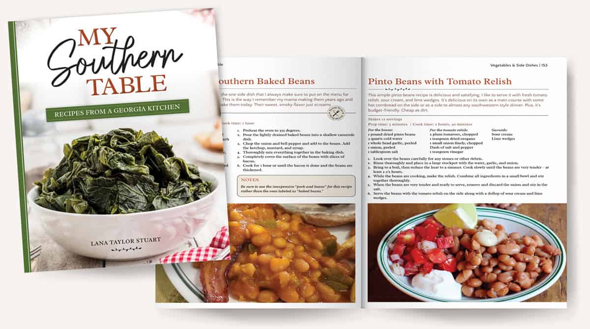 Mockup of pages 152-153 in My Southern Table.