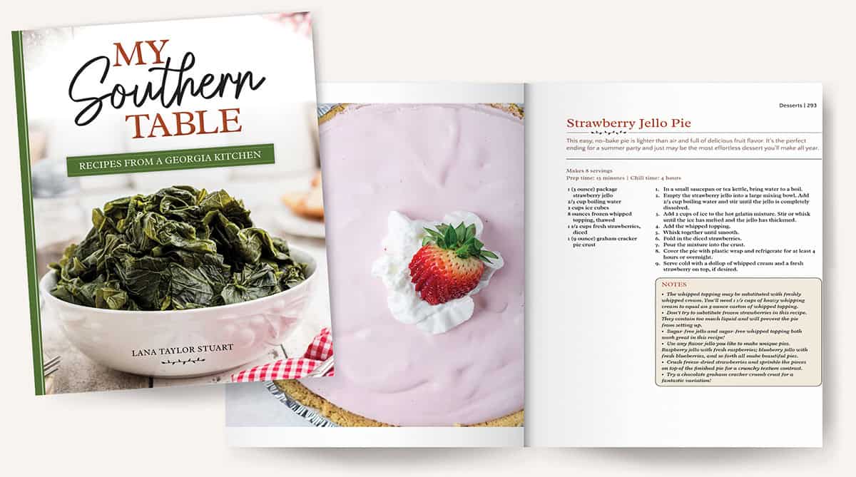 Mockup of pages 292-293 in My Southern Table cookbook.