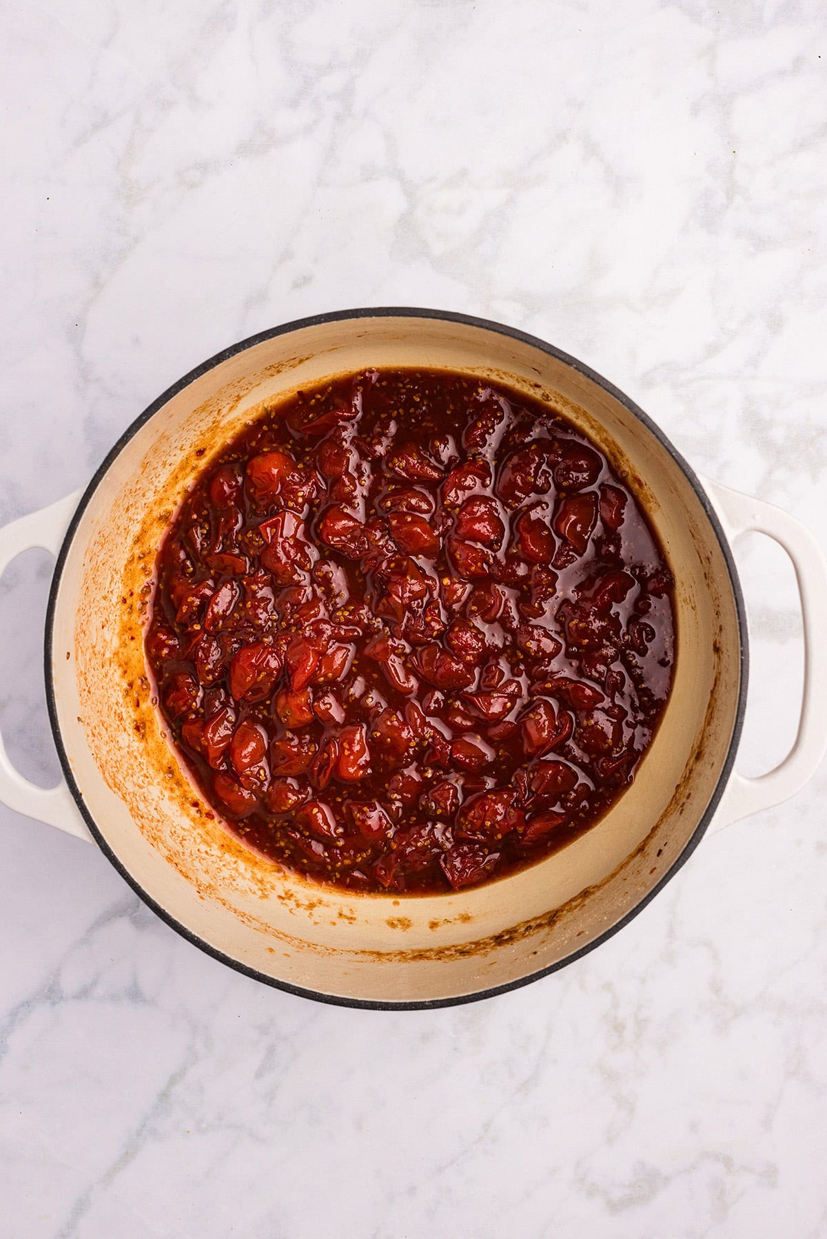 Jam mixture after cooking for 2 1/2 hours.