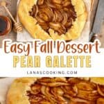 A pie with caramelized pears and honey.