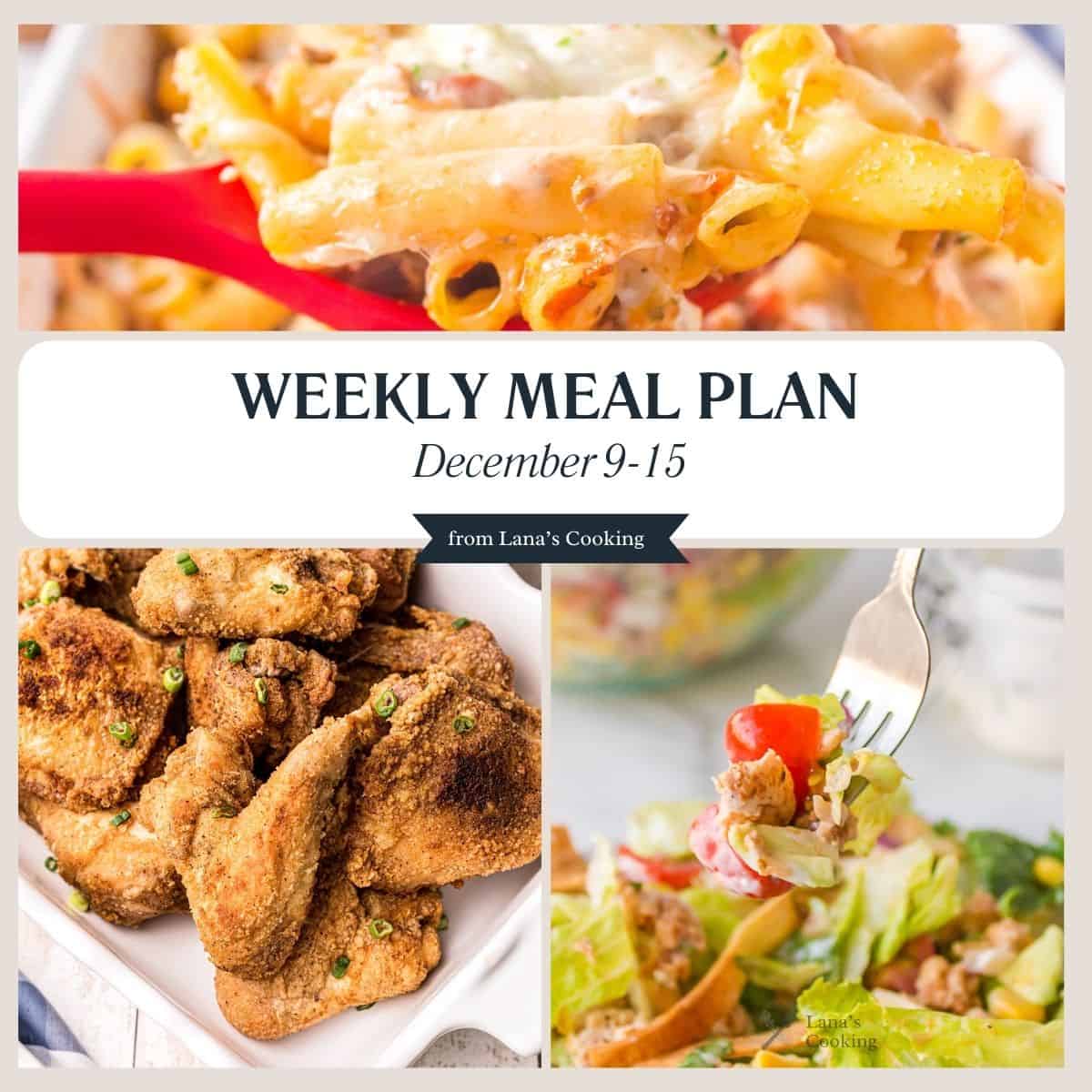 A collage of recipes included in this week's meal plan.