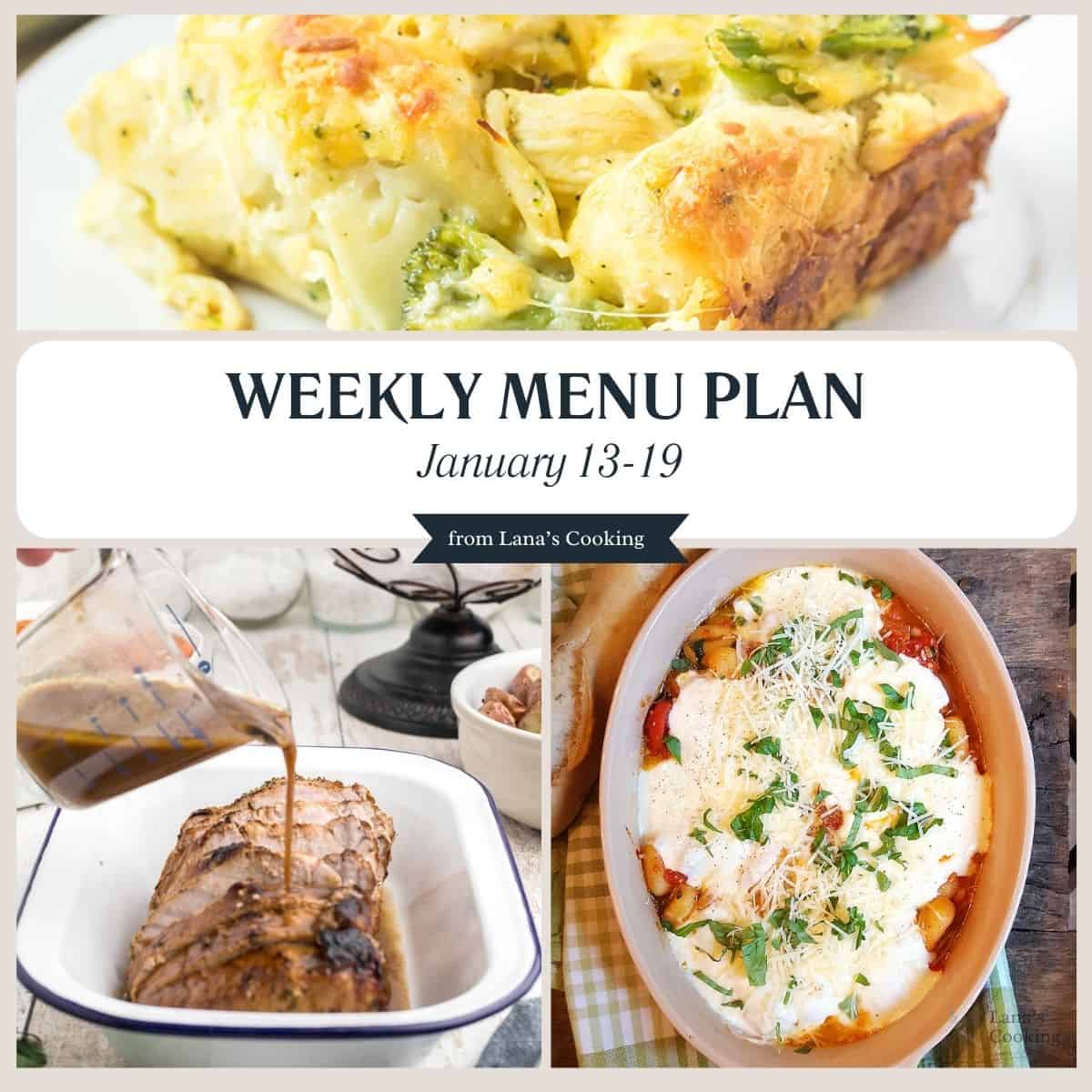 Collage of recipes from this week's meal plan.