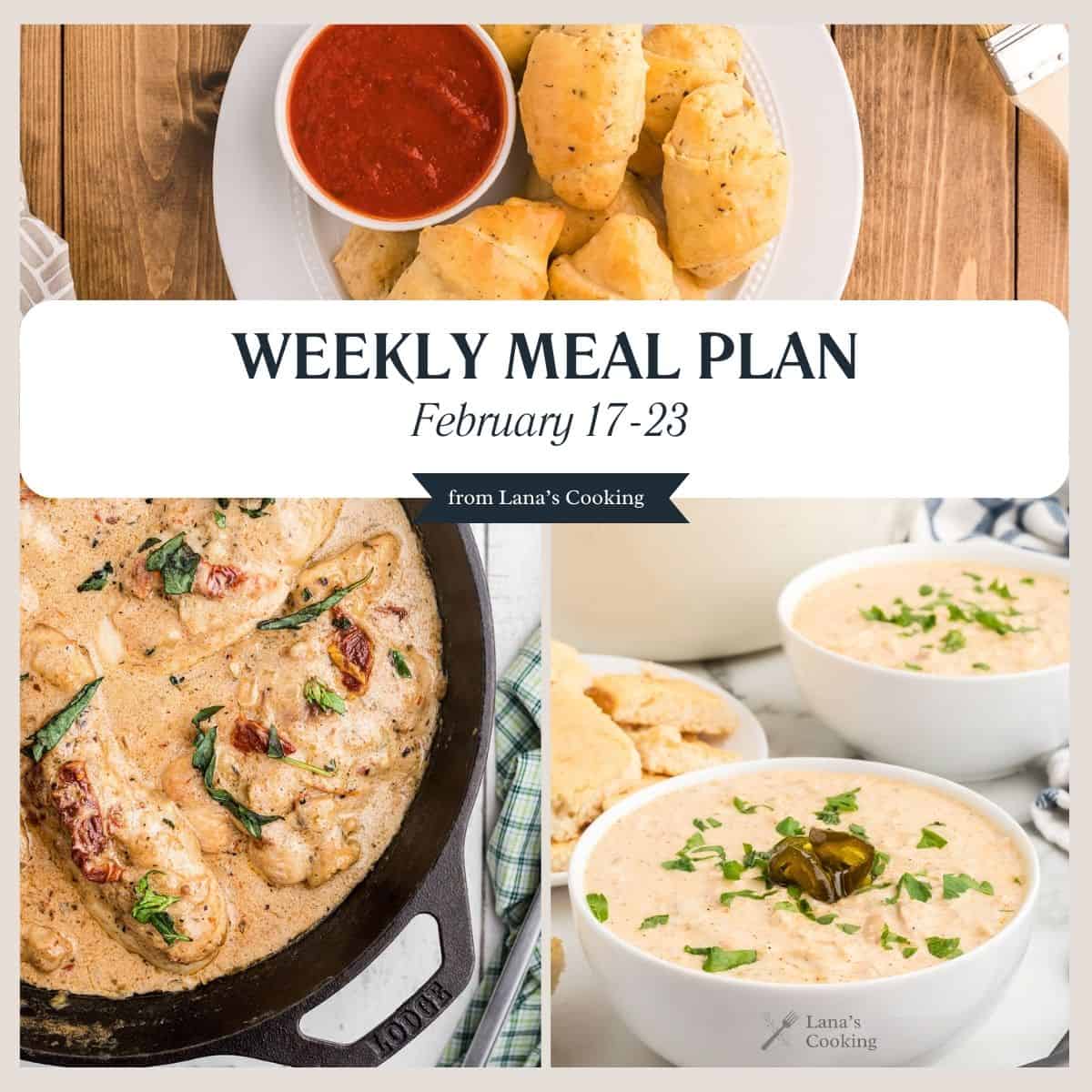 Collage of recipes in this week's meal plan.