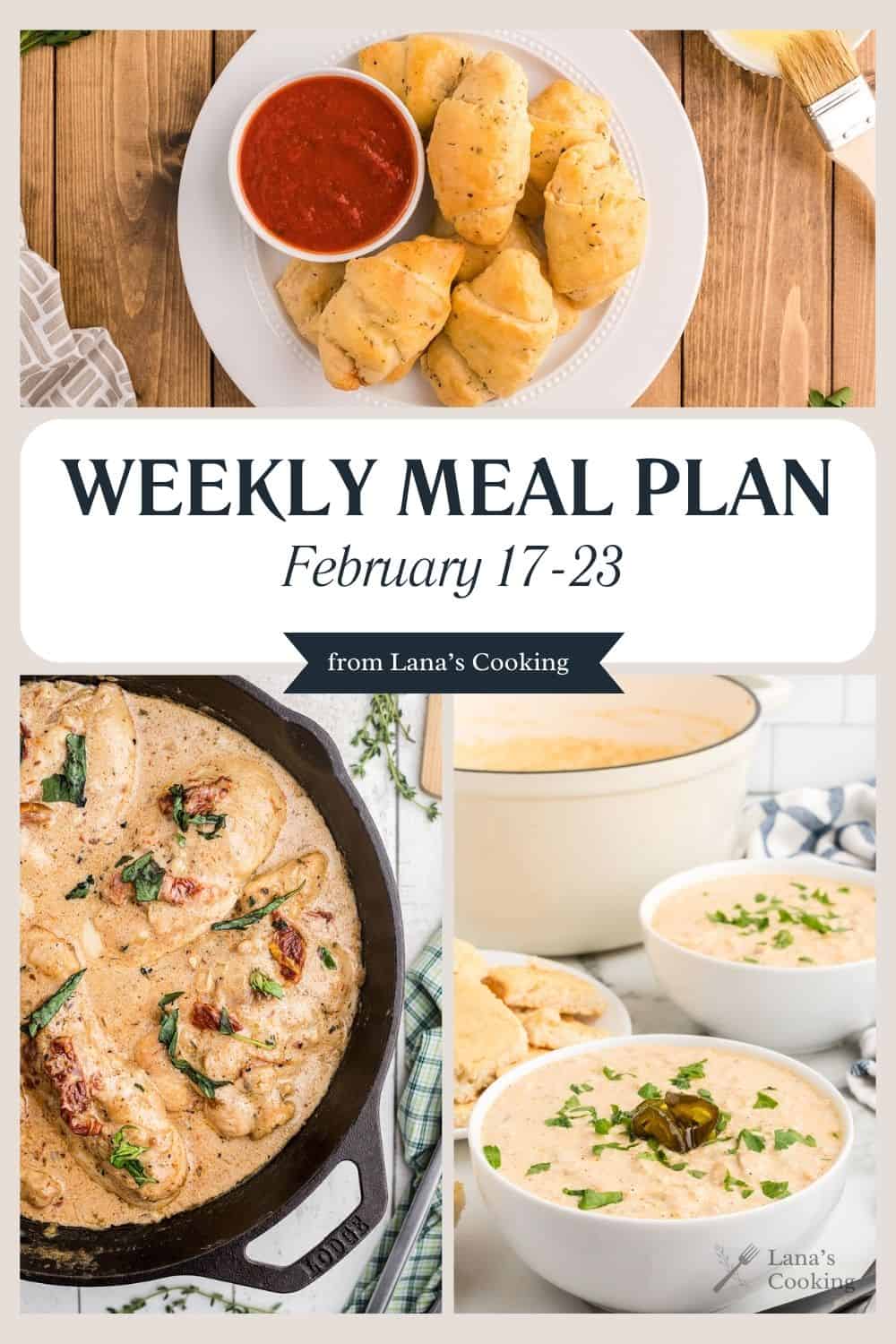 Collage of recipes in this week's meal plan.