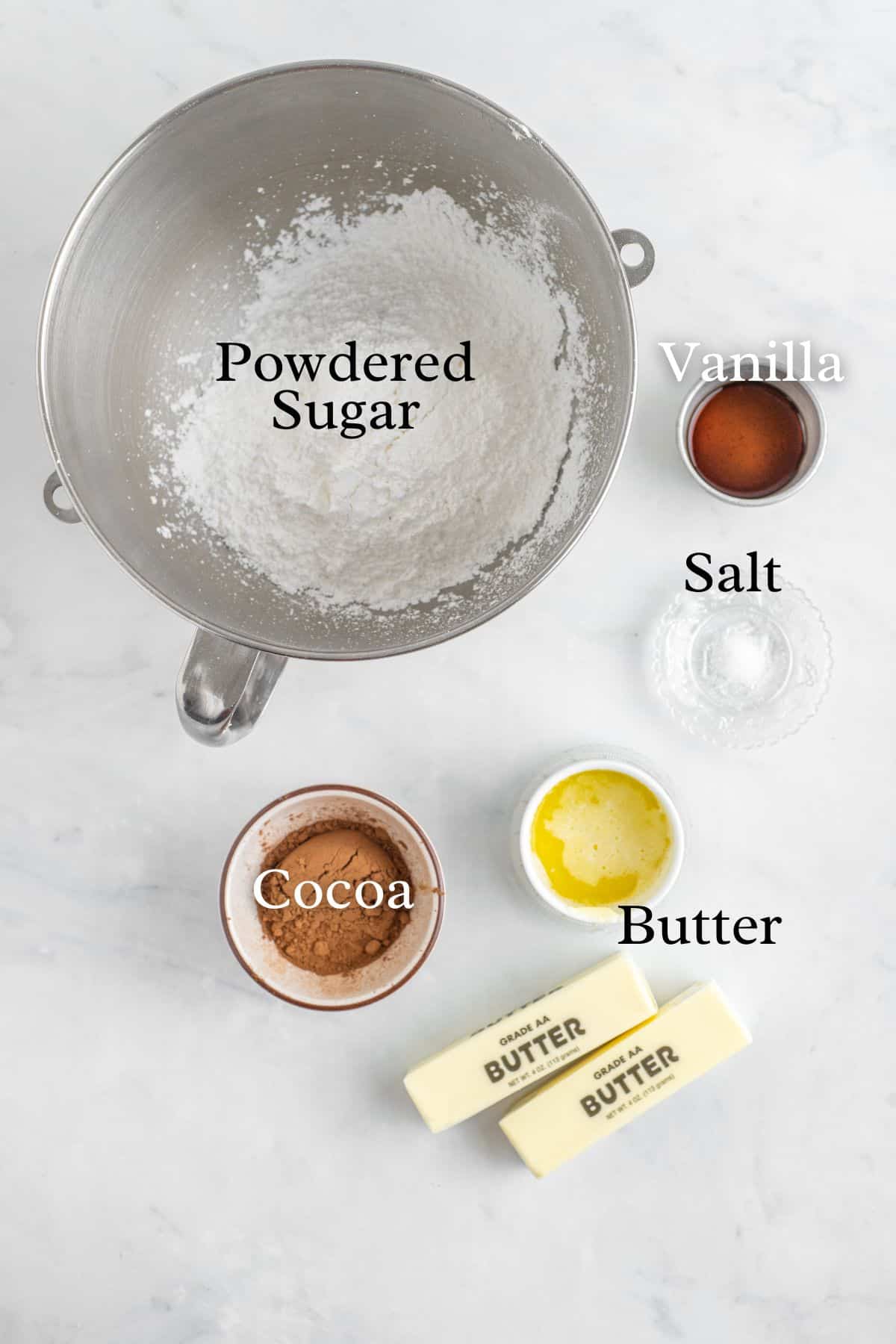 Chocolate filling ingredients.